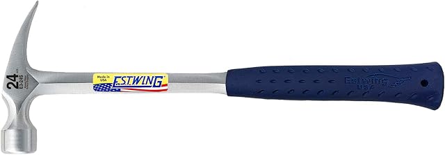 Estwing E3/24S Straight Claw Framing Hammer - Vinyl Grip,Silver,680g (24oz)