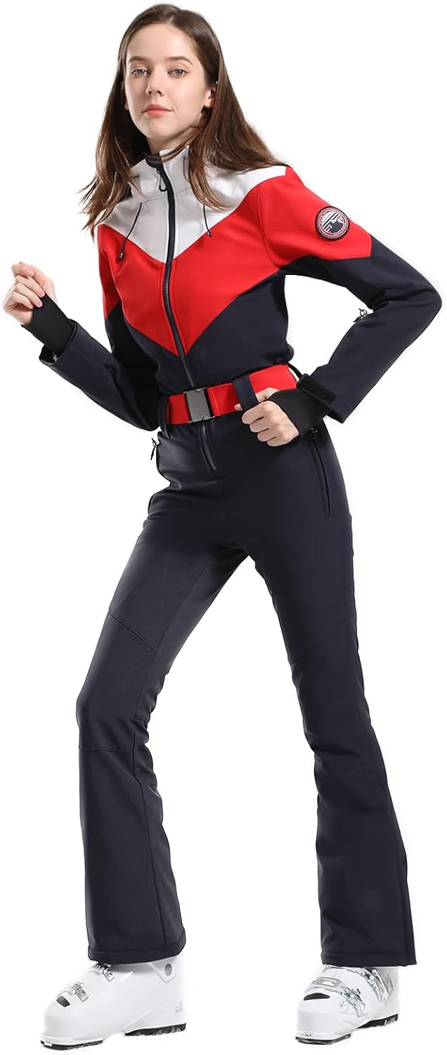 Miniatura 3 de GSOU SNOW Trajes de esquí para mujer, de una pieza, para snowboard, invierno, impermeable, resistente al viento, traje de nieve para deportes al