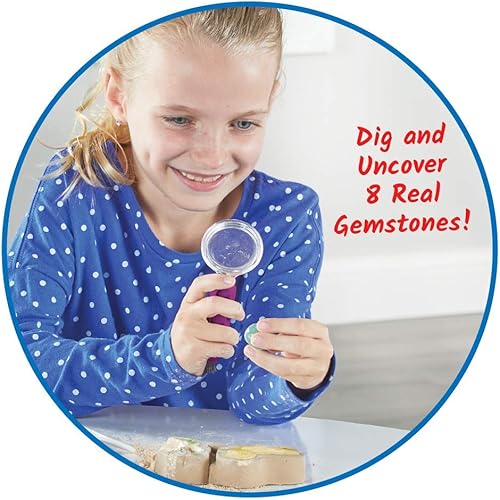 Miniatura 7 de hand2mind World of Gemstones Dig Kit, 8 piedras preciosas reales para descubrir, estuche de exhibición de piedras preciosas, kit de excavación de