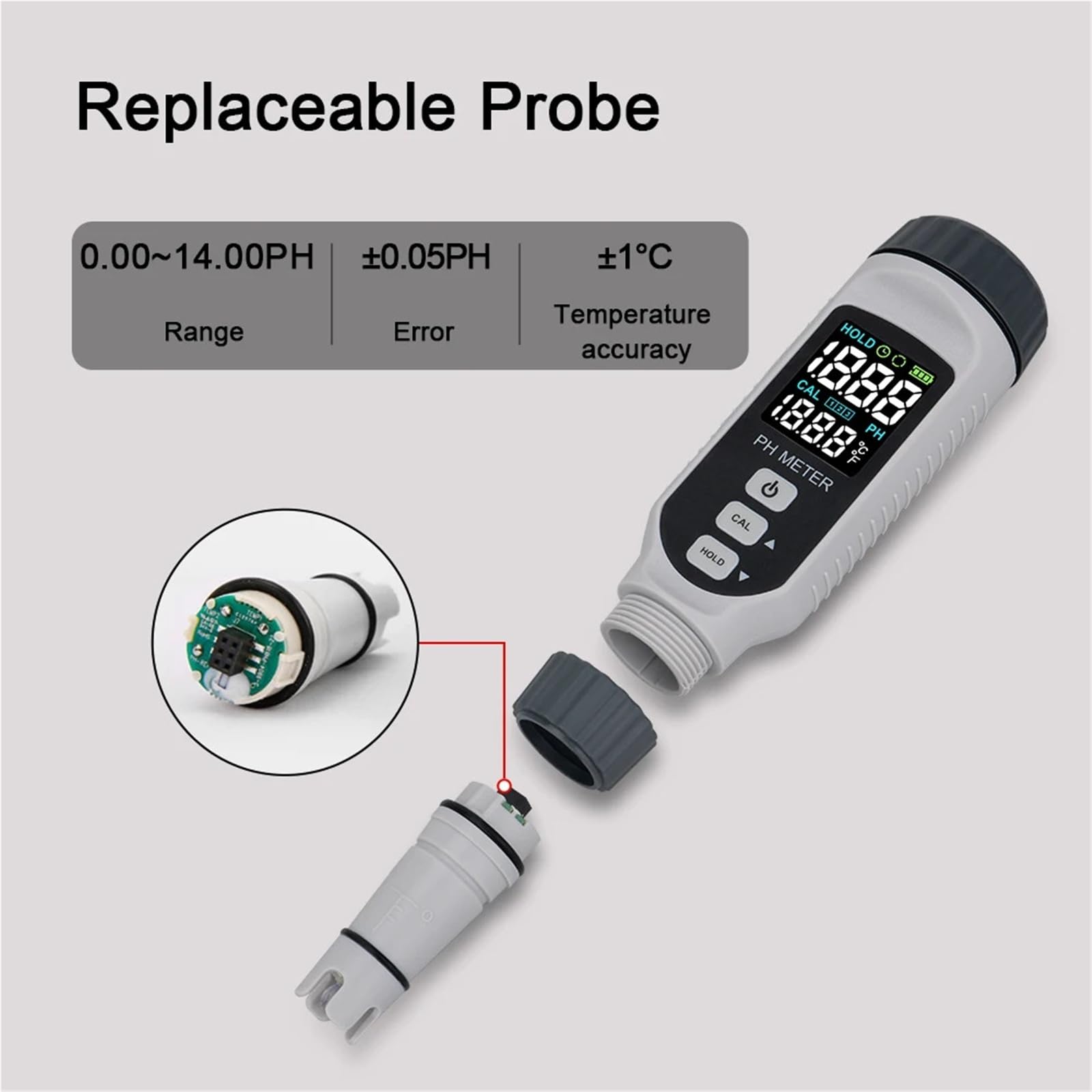 Misuratore di PH Professionale a Penna Misuratore di qualità Acqua Tester di PH Digitale Acidimetro Misuratore di acidità Batteria Ricaricabile Acidomet