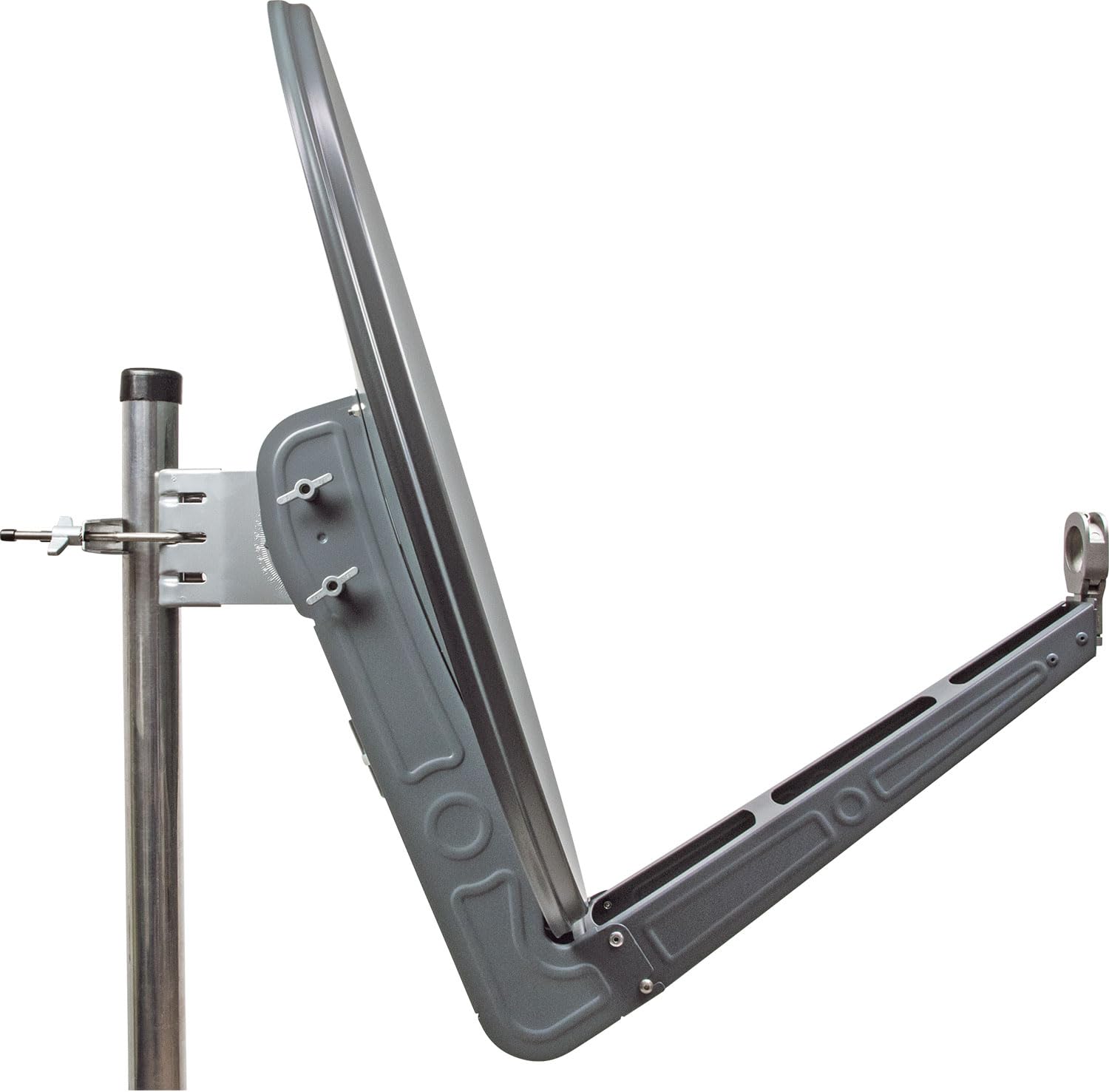 SCHWAIGER Kit complet de parabole satellite - Ø 80 cm - Antenne offset en aluminium anthracite - Avec Quad LNB 4 voies et LNB double bras de support - Réception numérique HD et 4K - Guide-câble