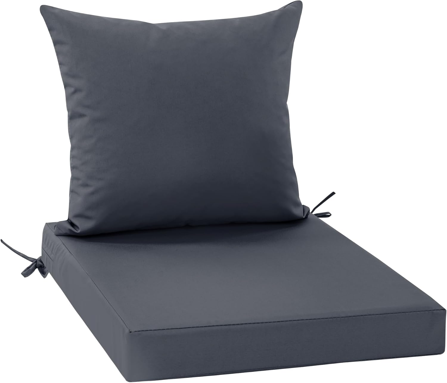 Waterproof Outdoor Cushions for Patio Furniture, Fade Resistant Backrest and Deep Seat Cushion Set with Removable Cover, 22 x 22 Inch, Dark Grey, 1 Set 22*22 + 22*20 Inch Dark Grey 1