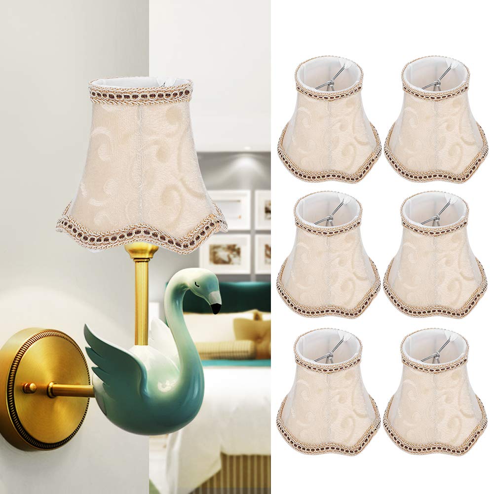6 pantallas de lámpara, pantalla de tela E14 para mesita de noche, lámpara de araña de lino, lámpara de araña para lámparas de mesa, lámparas de pie, lámpara colgante de pared