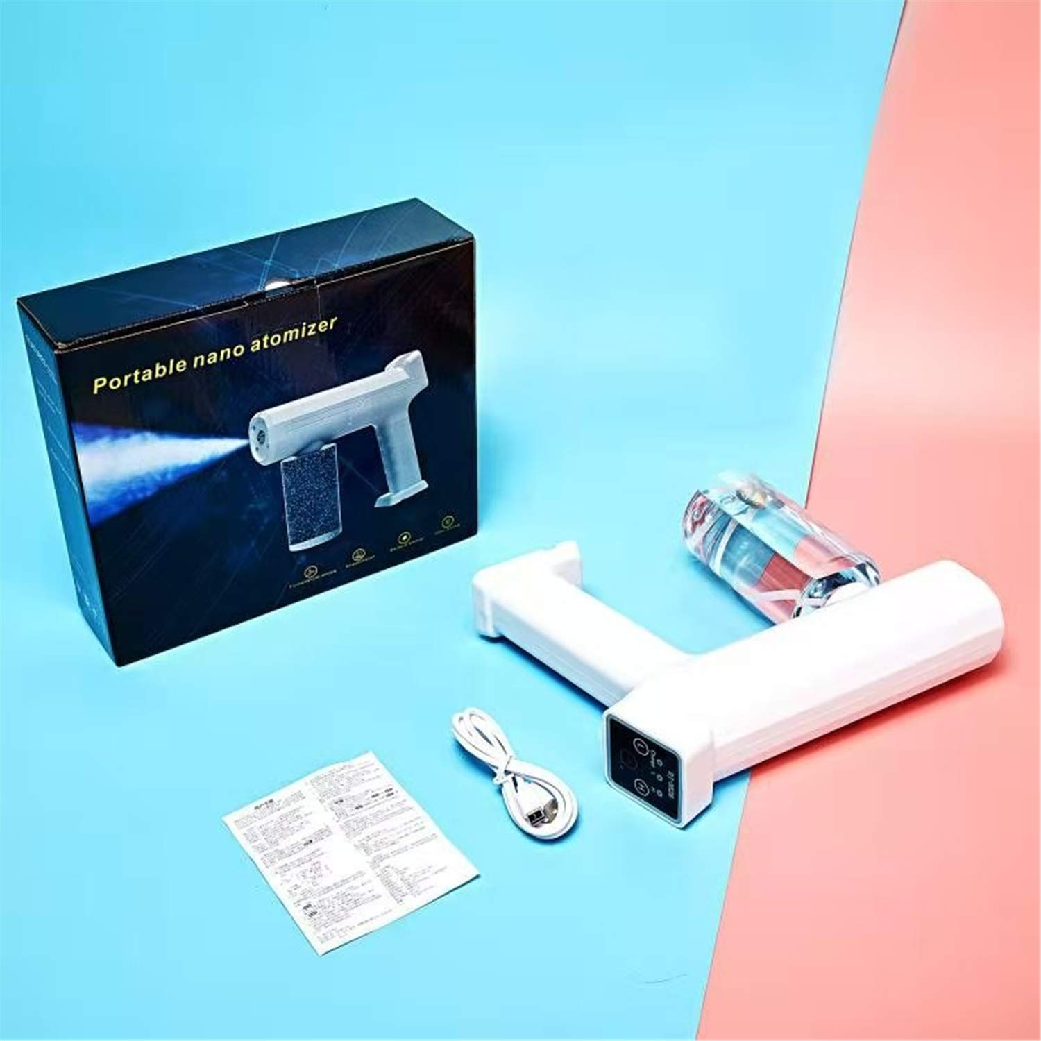 ZYC 300ML Fogger Machine Wireless Electric Disinfettante Sprayer Disinfettante Blue Light Nano Steam Spray Gun Sterilizzazione Nano Spray Gun per Home Office