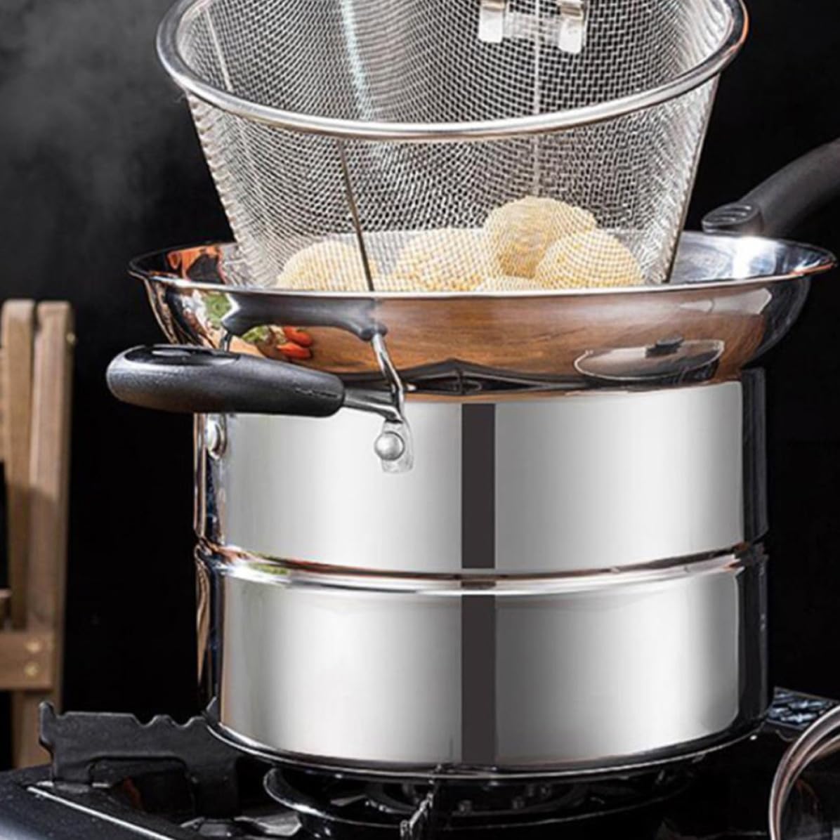 Pentola per Pasta in Acciaio Inox Manico Stile Casual, Distribuzione Uniforme del Calore, Facile da Usare, Set 1 Pezzo, per Cucina Domestica Stili multipli
