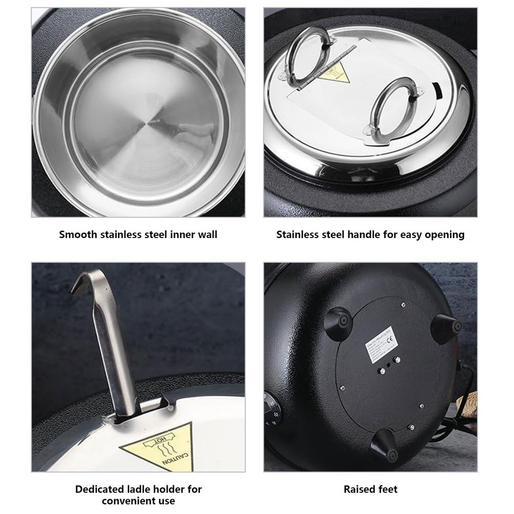 AIZYR Bollitore per Zuppa da 13 Litri Scaldazuppa Elettrico, Scaldavivande con Contenitore Estraibile in Acciaio Inox Scaldavivande da Banco per Ristoranti E Catering Domestici,Curved