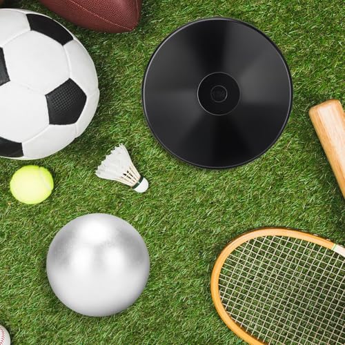 image for Zealor 2 Pack Iron Shot Put Set Shot Put Rubber Discus 1kg Black Shot 