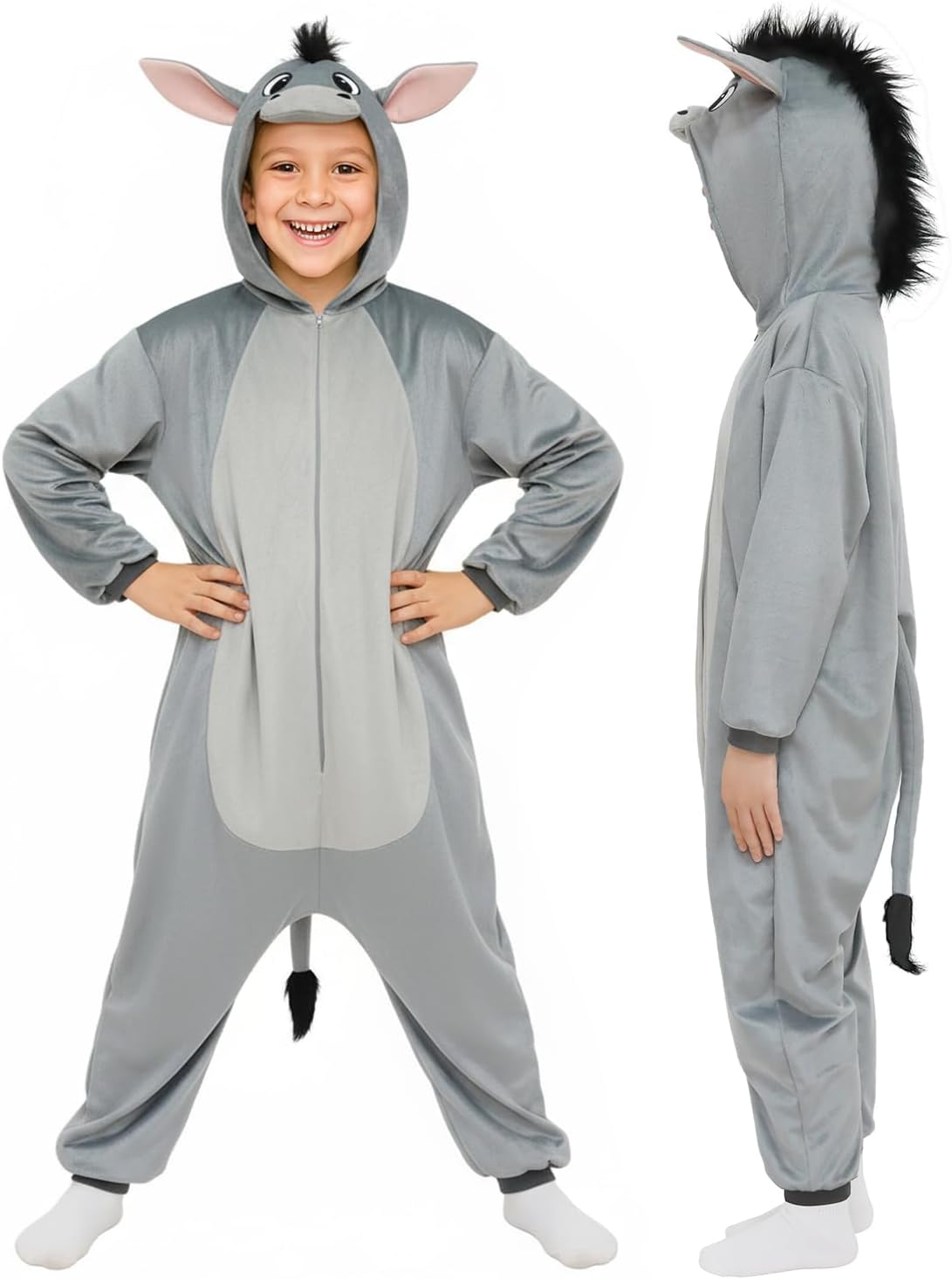 Kids Hooded Animal Costume - Unisex Halloween Dress-Up Outfit & Cosplay Playwear for Boys & Girls Ages 4-12
