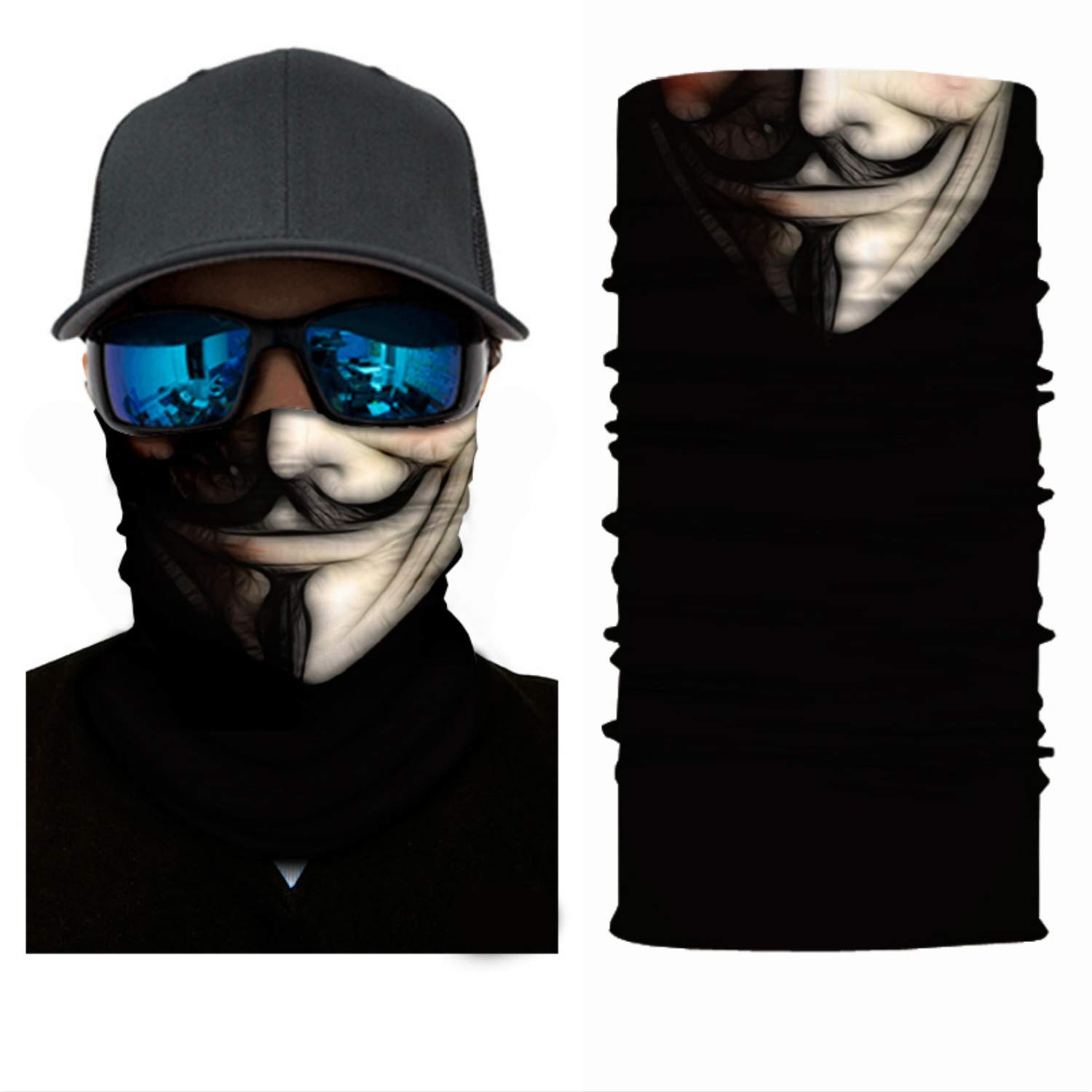 ADKO Bandana Anonymous Mask V for Vendetta Mask for Kids Scarf Horrible Punisher Face Mask Joker Neck Gaiter Headwear Head Band Wears, B, As show