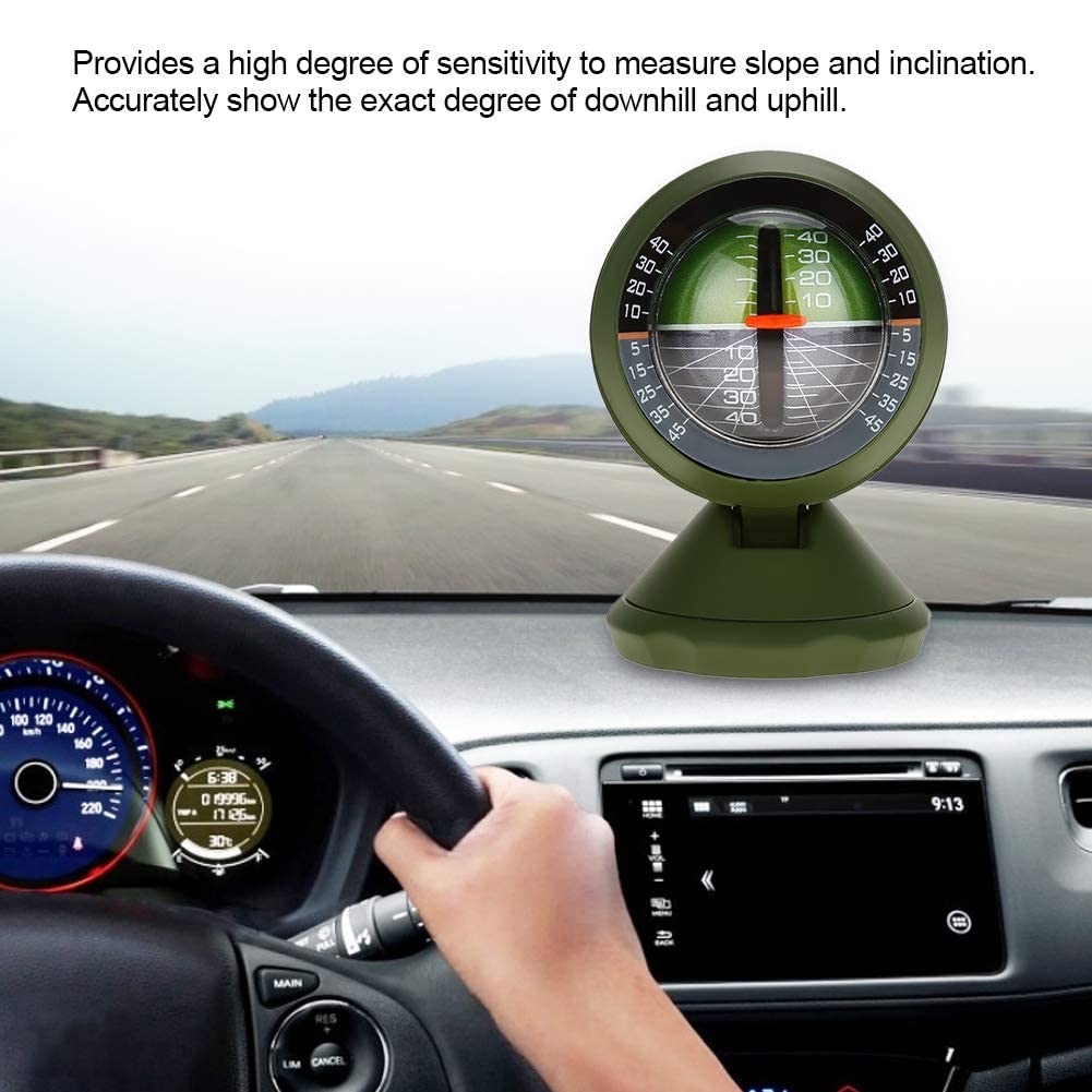 Tiiyee Inclinometro per Auto, Livello Bussola Guida Fuoristrada Indicatore Pendenza Multifunzione Strumento Sicurezza Stradale