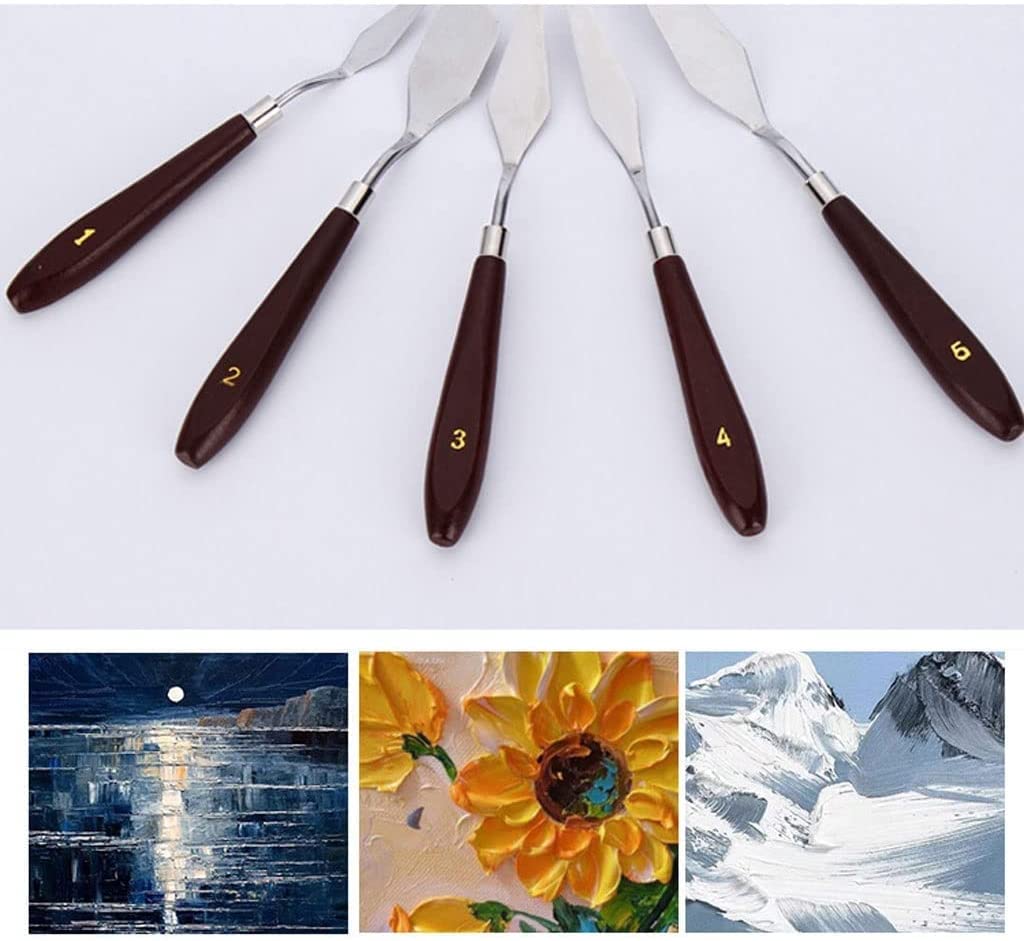 5 pezzi/set manico in legno coltello per pittura a olio artista professionista disegno colori acrilici tavolozza raschietto pala strumento artistico decorate