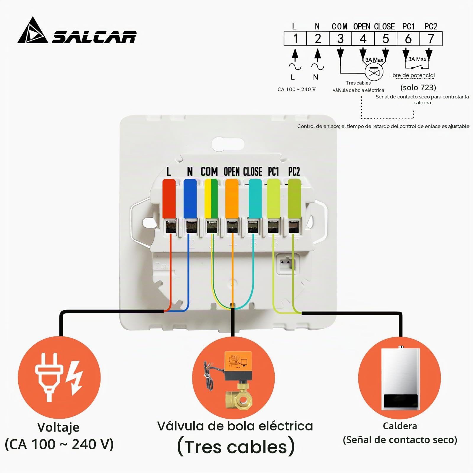 SALCAR Termostato WiFi Smart para calefacción por suelo radiante de agua, programable, LCD, termostato de habitación, caldera wifi, termostato, calefacción digital, compatible con Alex Google Home 3 A