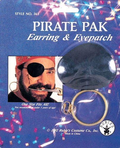 Lot de boucles d'oreilles et cache-œil Pirates, Plastique