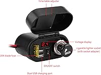 Vista 3 de Adaptador de teléfono USB dual para motocicleta, enchufe y voltaje para encendedor de cigarrillos