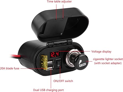 Miniatura 3 de Adaptador de teléfono USB dual para motocicleta, enchufe y voltaje para encendedor de cigarrillos