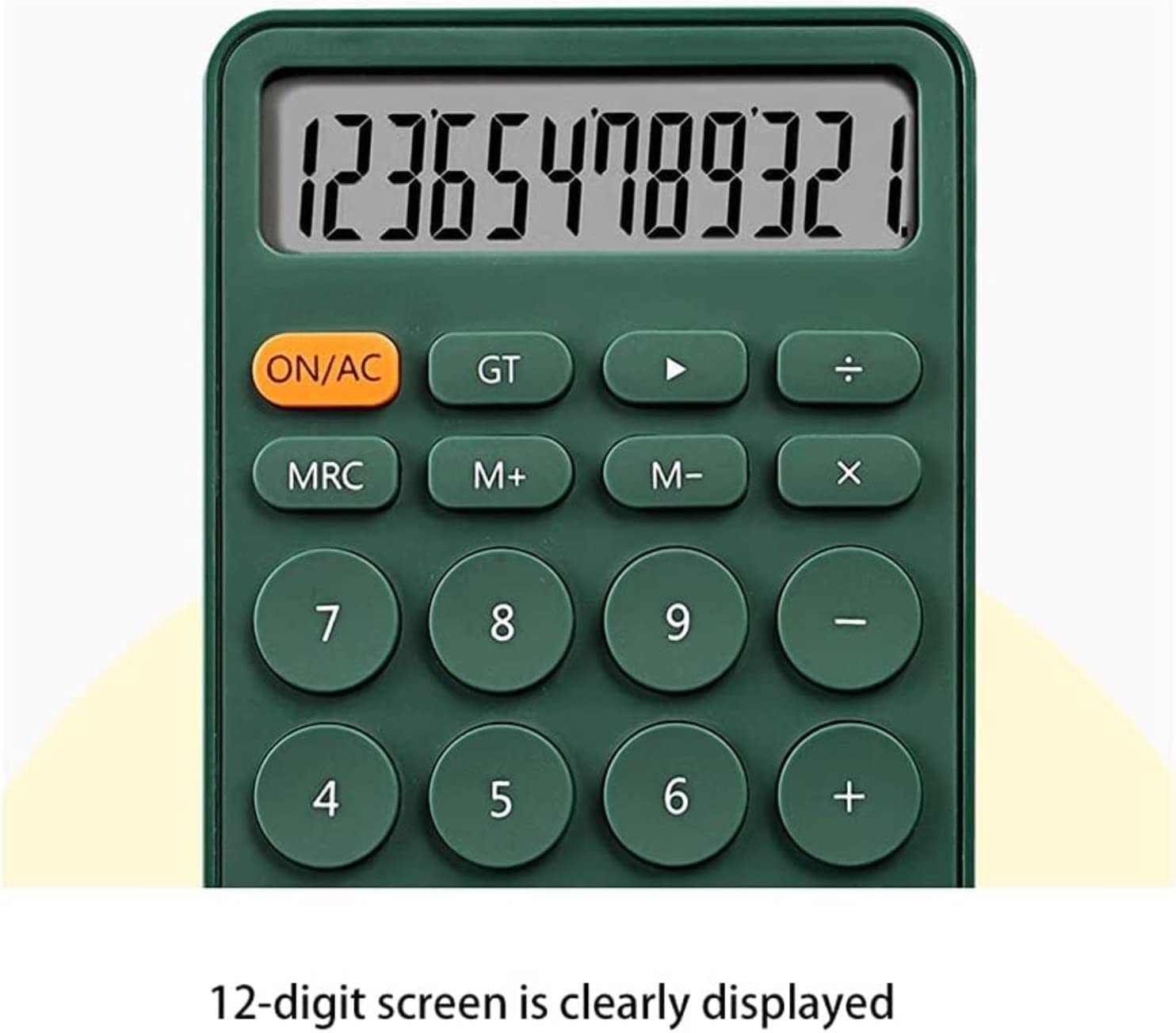 Calcolatrice per Ufficio 12-Bit con Display Calcolatrice Funzione Standard Calcolatrice Elettronica Batteria Bottone Ufficio Scuola(White)