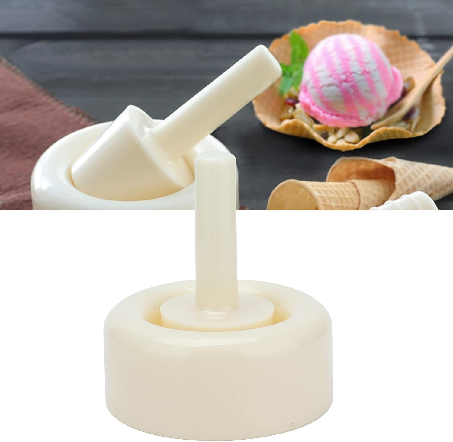 2 Stück Knuspriger Waffelkegelhersteller, Plastik Eismaschine Kegelwalze Formwerkzeug Waffelkegel Shaper Gebäck Eis Waffel für Küche