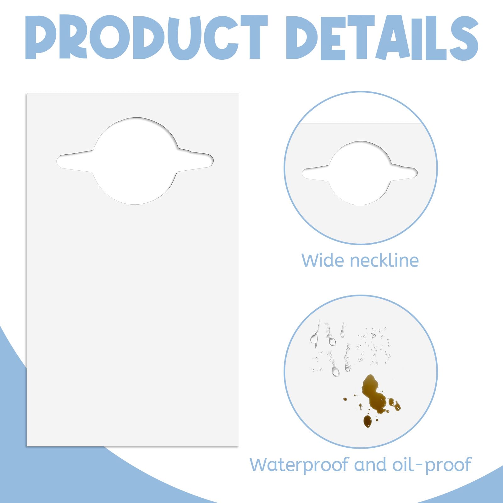 Baberos desechables, paquete de 30 baberos de plástico de 24 pulgadas para adultos para mujeres mayores y hombres mayores, impermeables y a prueba de aceite