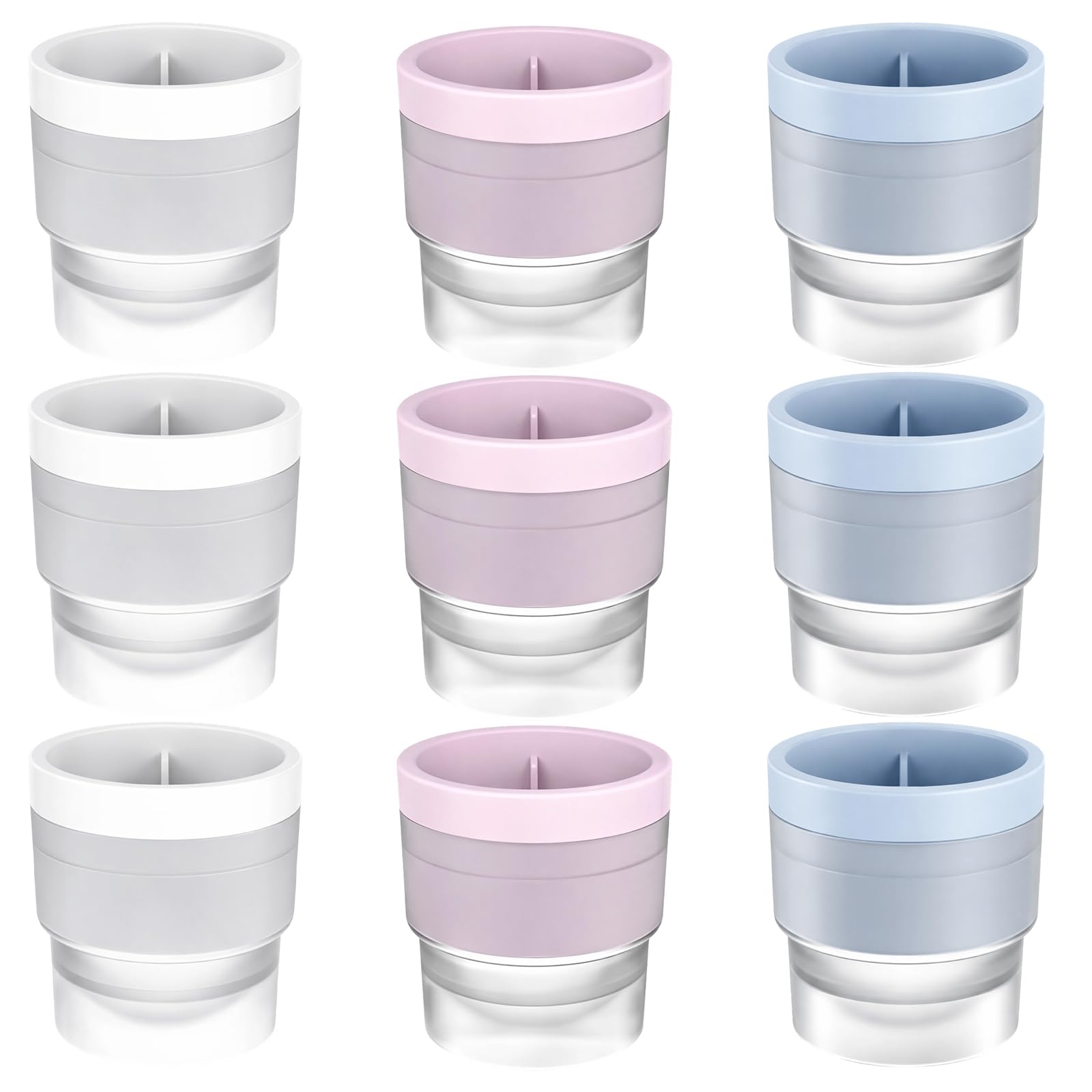 9PCS Ice Ball Mould, Ice Ball Maker, Round Ice Cube Moulds, Blue, White, Pink