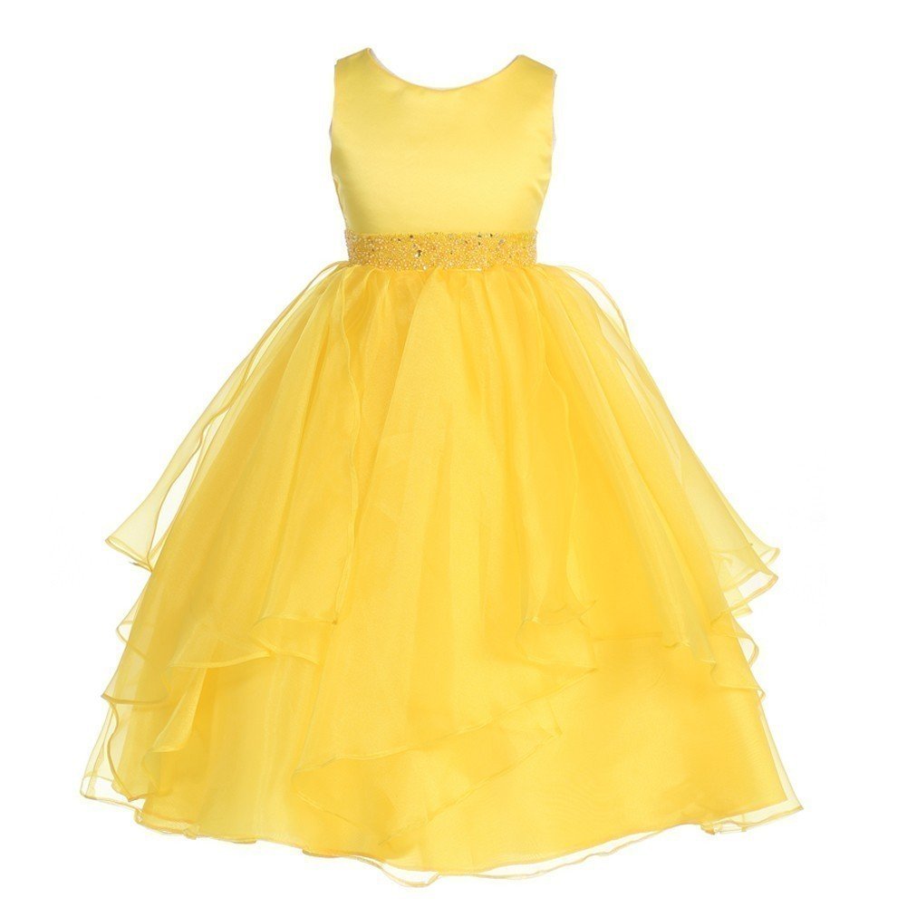 yellow jr bridesmaid dress A-Line One Shoulder Long Lace Chiffon Junior Bridesmaid Dresses