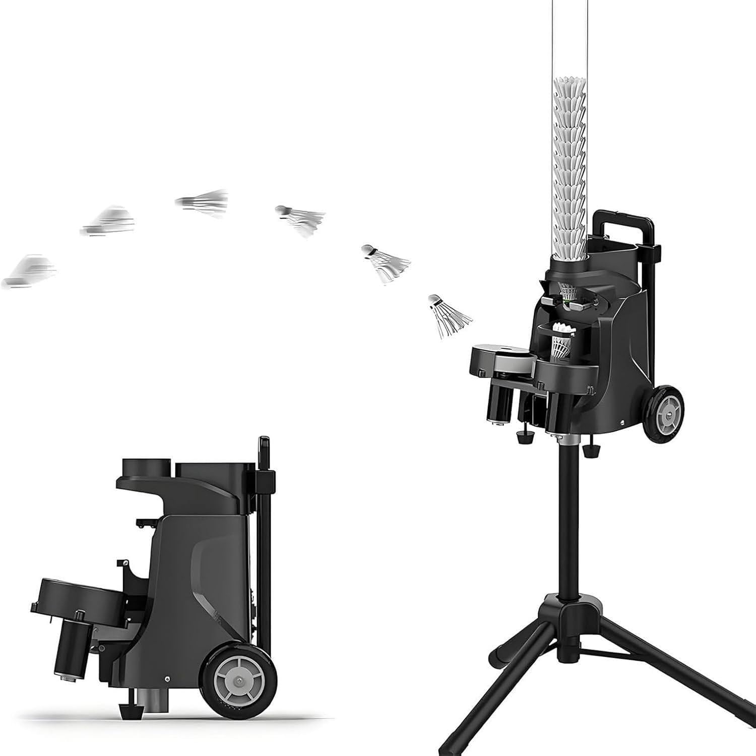 SKIHOT Portable Badminton Training Launcher,Intelligent Automatic Shuttlecock Feeder,Adjustable Badminton Serving Machine, Rechargeable Cordless Design,for Personal Practice Professional Training