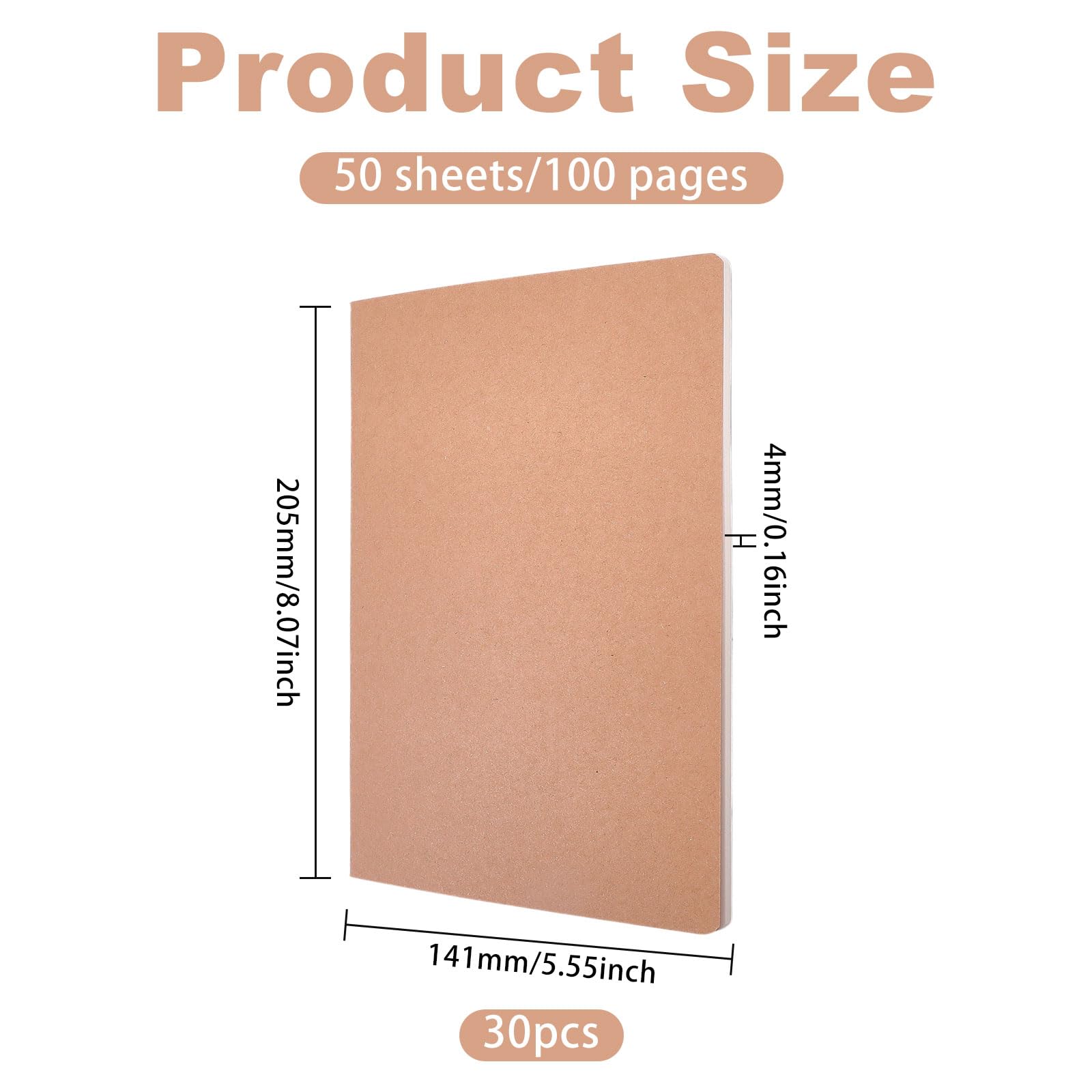 GLOBLELAND 30 Stück A5 Peru Notizbuch 50 Blatt 100 Seiten 8x5 Zoll Rechteckig Unliniert Dickes Papier Für Bürobedarf Zeichnen Schreiben