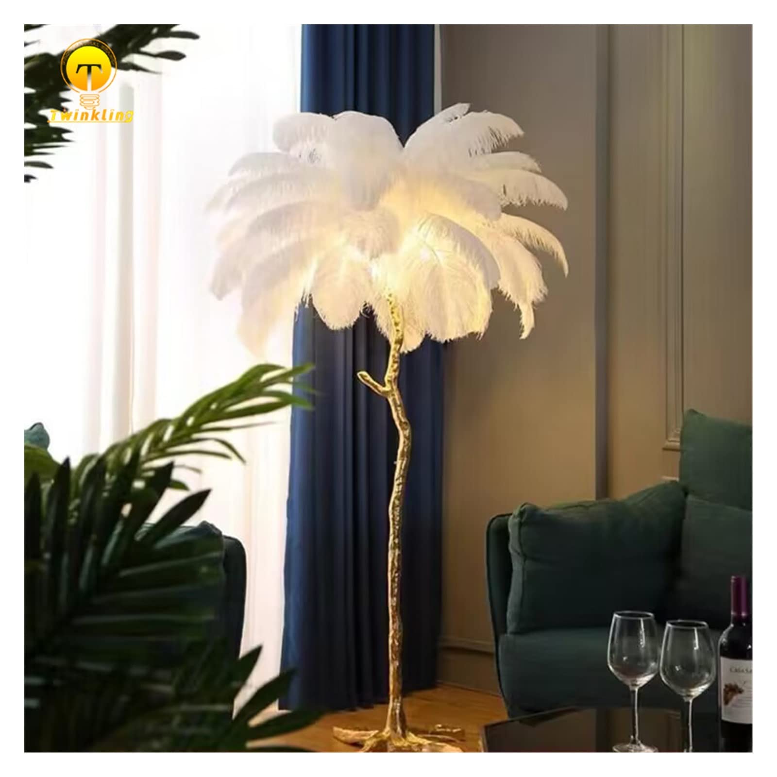 Nowoczesna lampa stołowa Pióro Lampy Podłogowe Salon Białe Pióro LED Lampy do Sypialni Przełącznik Nożny Sofa Wystrój Pokoju Lampa Stojąca(D80_COLOUR)