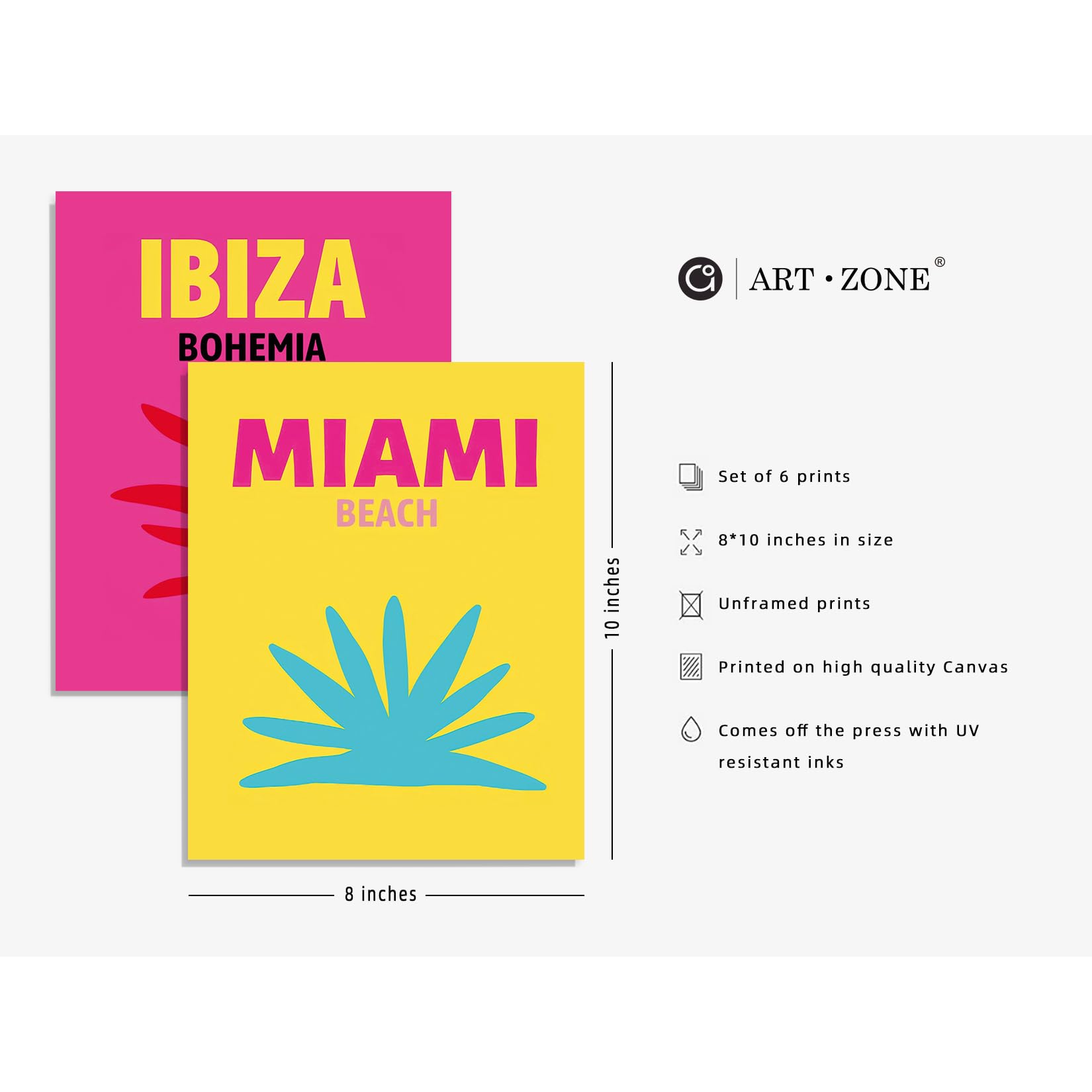 A ART·ZONE Preppy Room Decor Posters 8x10 Inch Canvas Prints Unframed Set of 6, Maximalist Poster Vanilla Girl Aesthetic Wall Art Prints for Bedroom College Dorm