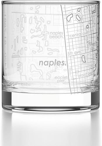 Miniatura 30 de Well Told Vaso de whisky grabado con mapa de Charleston, Carolina del Sur, vaso de rocas estilo antiguo (11 oz, transparente), vaso de whisky