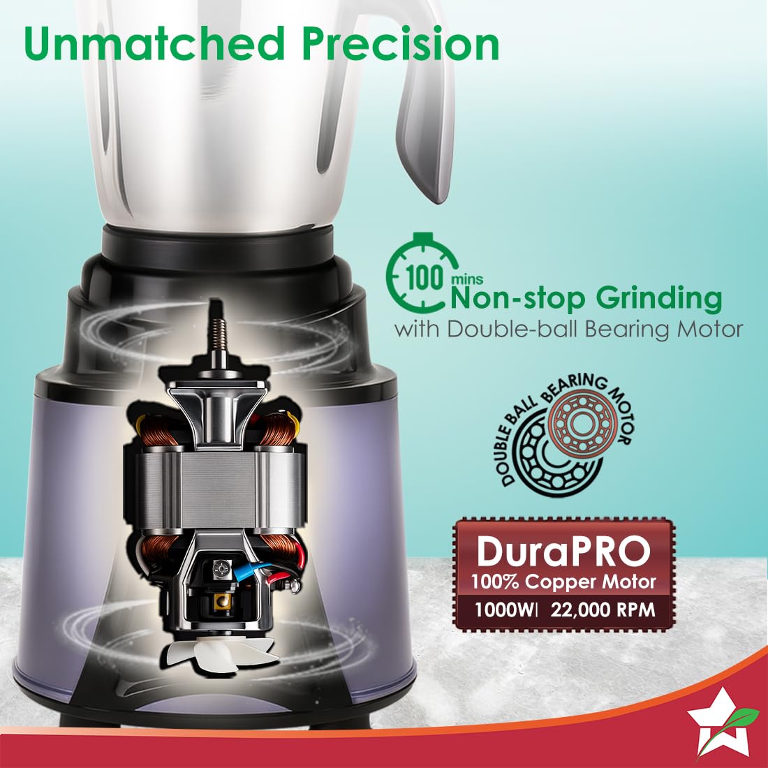 Wonderchef Galaxy Mixer Grinder - 1000W Copper Motor -5