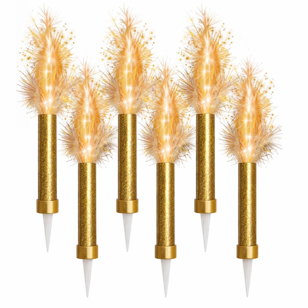 Ice Fountain Cake Sparkler Candles Birthday Cake Topper Firework Candles 15cm Indoor Sparkler Wedding Anniversary Party Decoration Colourful Cake Candles (Gold, 6 PCS)