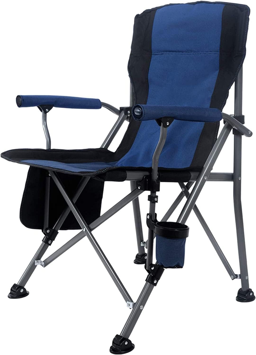 HJB VISSO Outdoor Portable Camping Chair, Lightweight Folding Camping Chair, Heavy Duty Support 145KG, High Back Padded Lawn Chair with Arm Rest Cup Holder and Portable Carrying Bag