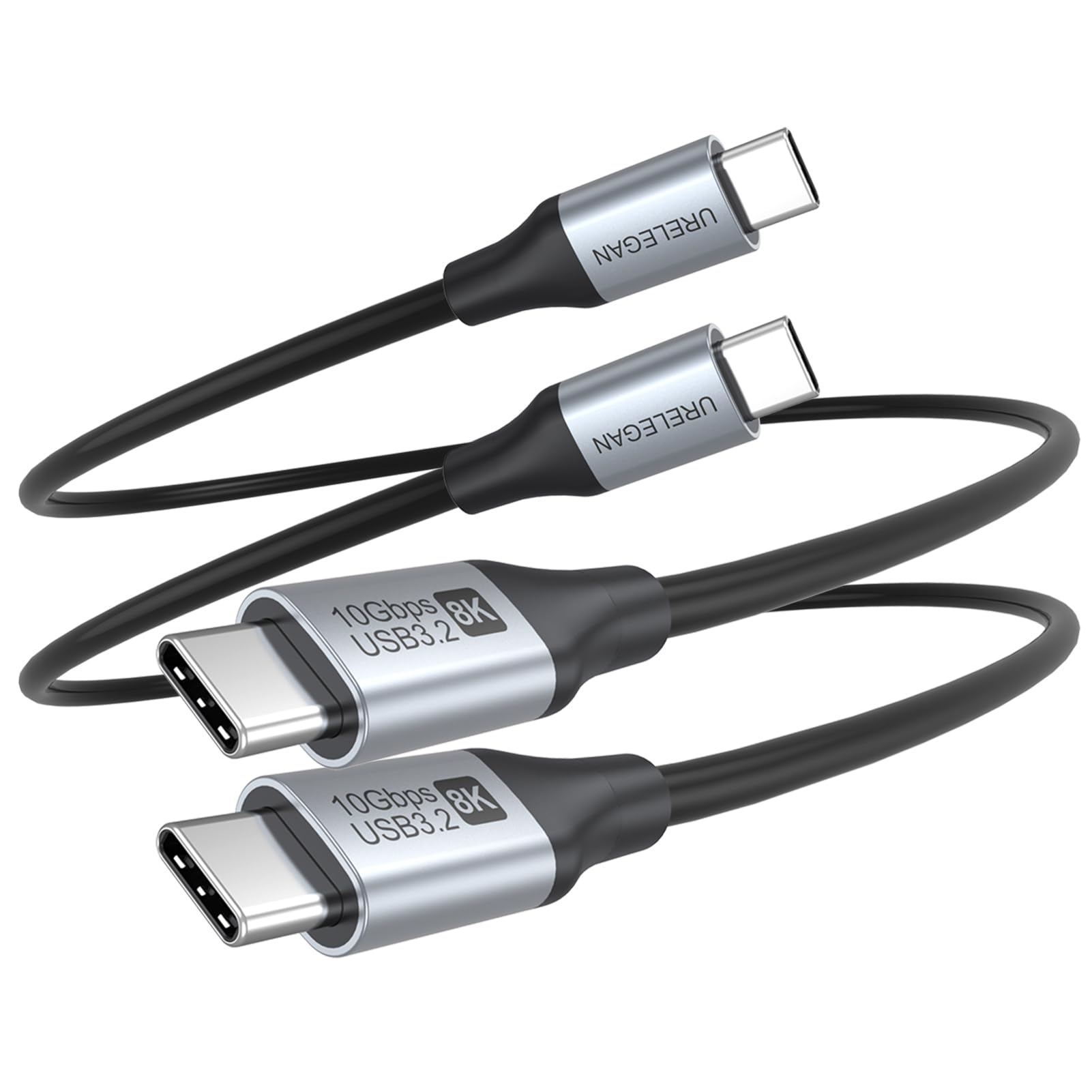 USB C Display-Kabel 8K @ 60Hz USB C auf USB C-65W PD Laden, USB 3.1 Gen 2-10Gbps Typ C Datenübertragung, 0,5 m, 2er-Pack USBC kurzes Kabel für iPhone 16/15/iPad/CarPlay/Drohnen/SSD/tragbarer