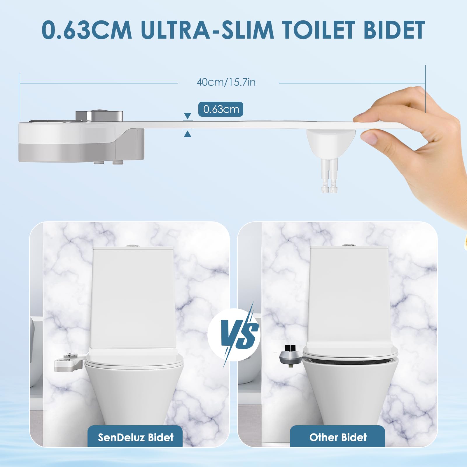 Bidet Portátil para WC No Eléctrico Doble Boquilla Retráctil Presión de Agua Ajustable