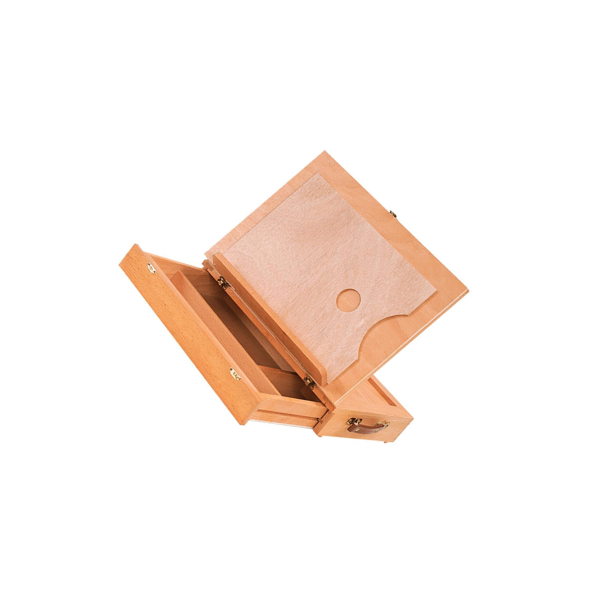 Tragbare Tischstaffelei aus Holz, Zeichenkasten, Organizer für Künstlerbedarf, Skizzenbox, Präsentationsständer, faltbar, Beige, M
