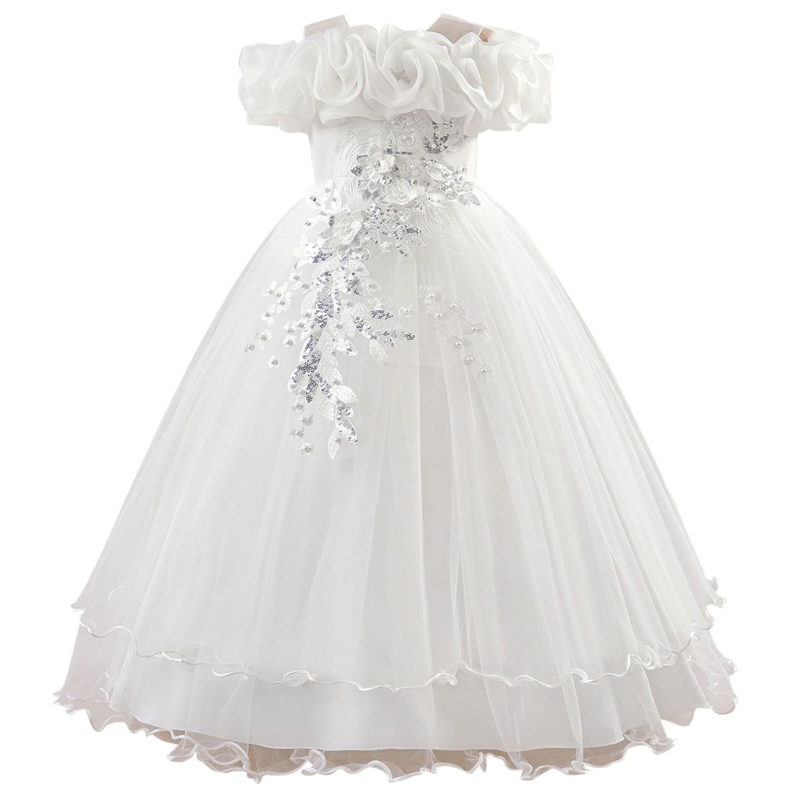 Générique 2026 elegante Mädchen für Mädchen, ideal für eine lässige Hochzeit oder einen Abend, mit schulterfreien Schultern und Tutu-Rock, für 7 bis 12 Jahre.