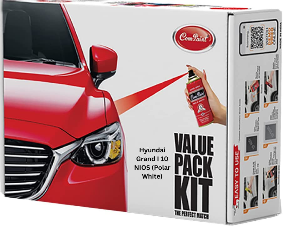 COM-PAINT Best Car Scratch Remover Kit - Spray Paint for Hyundai Grand I 10 NIOS, RC Colour (Polar White) - Made in India (B0917MBTBX) Amazon Price History, Amazon Price Tracker