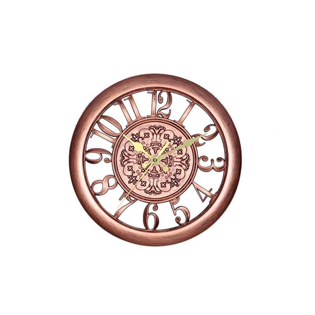 KRXSOBNV wall clock, Wall Clock 11 Inch European Retro Round Silent Quartz for Home Office Decoration(Brass)