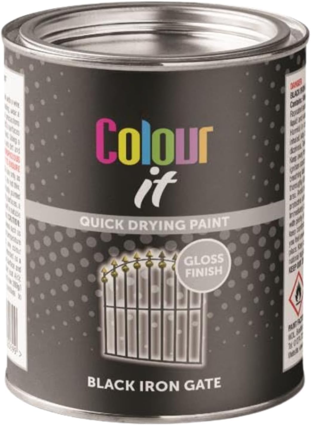 Inspired Essentials 300ml Non Drip Paint Tin Exterior Interior Hard Drying Performance Multi-Purpose Tin for Metal, Wood, Plastic, Walls with Perfect Finish (4, Iron Gate Black Gloss)