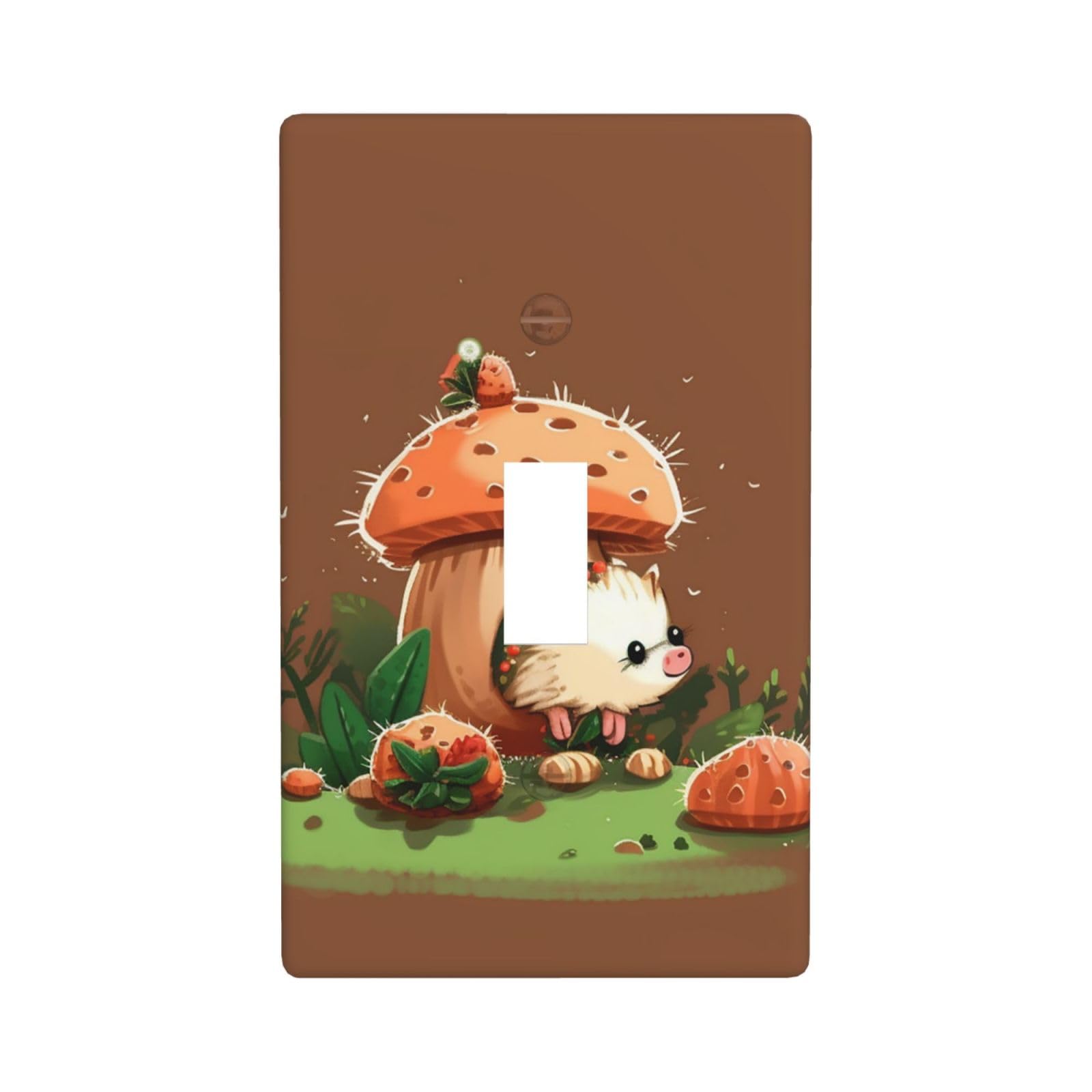Decorator Wall Plate Cover Single Toggle Light Switch Cover Hedgehog and mushroom Wallplates Blank Electrical Rocker Switch Plate Covers for Electrical Outlets Decorative 1 Gang 4.5" x 2.76"