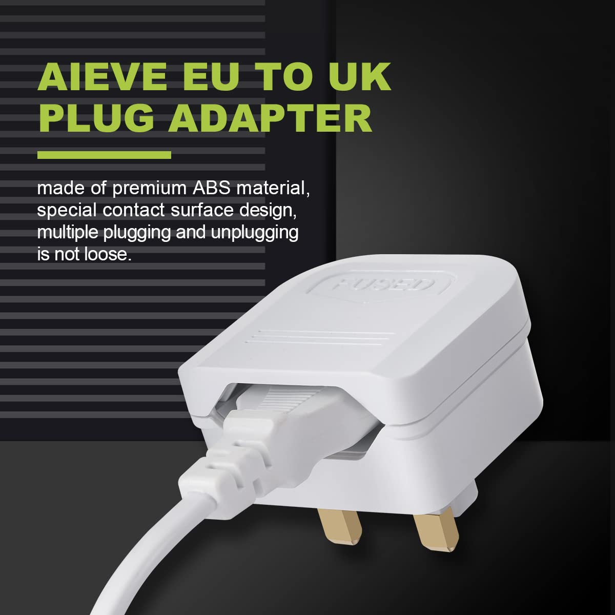 Buy European to UK Plug Adaptor,AIEVE 2 Pin EU to UK 3 Pin Adapter Plug