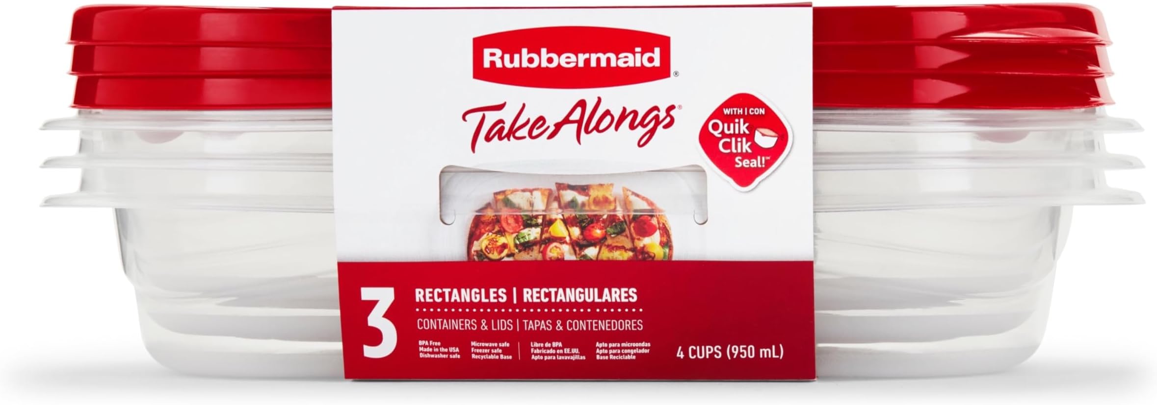 7f55retchil Takealongs Food Storage Rectangle Containers, 4 Cup Capacity
