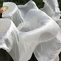 Vista 4 de 5.9 ft de seda artificial danza del vientre de bambú velos mujeres seda real danza del vientre vela vela danza nacional baile largo bambú ventilador