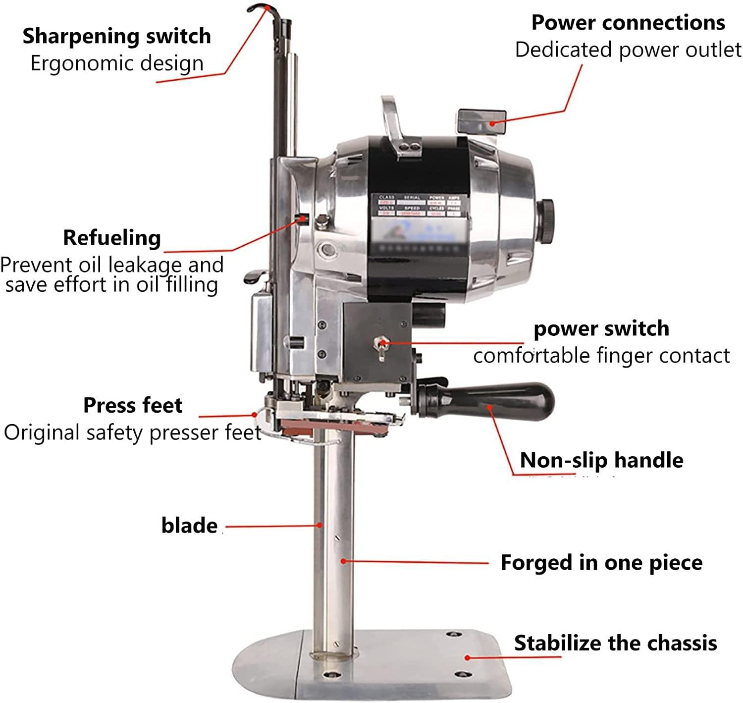 1200W Máquina Cortadora De Tela Eléctrica Vertical, Mini Cortadora De Tela Eléctrica Inalámbrica, Función De Afilado Automático, con Hoja De Repuesto, Ideal para Tela, PVC, Alfombras,13"