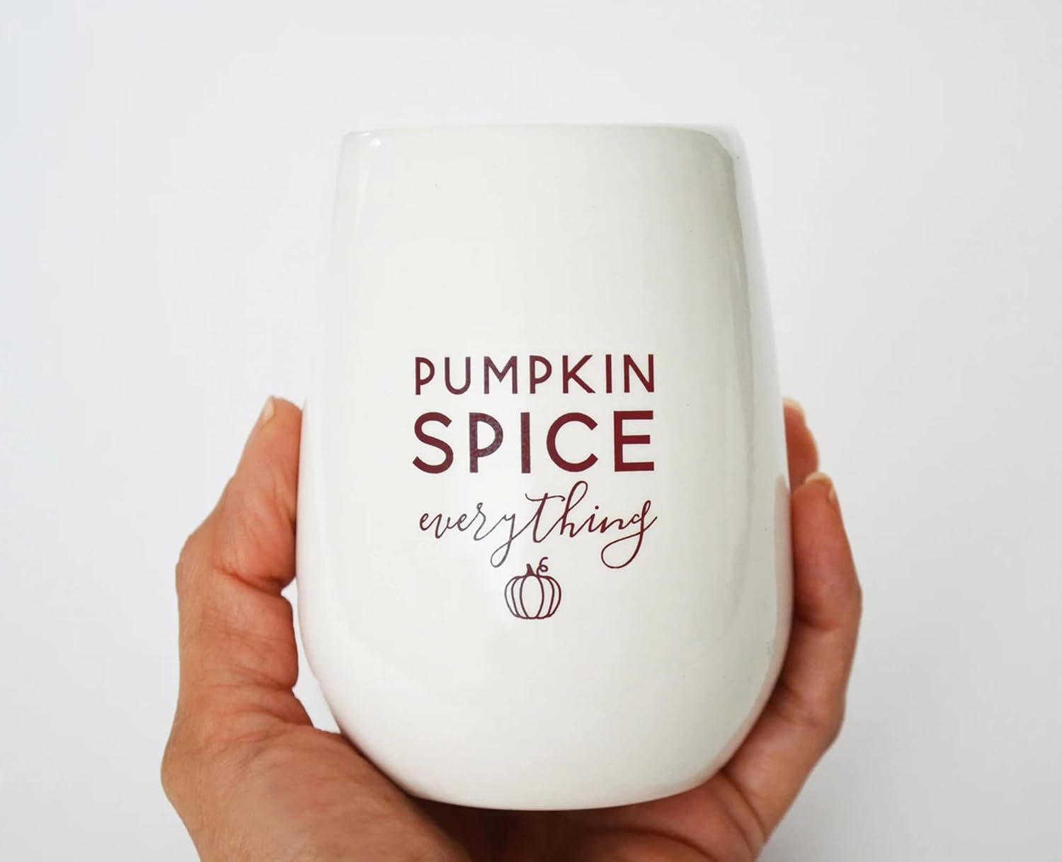Susabella Fall Wine Glass, Thanksgiving Hostess Gift, Pumpkin Spice Everything Stemless Wine Tumbler, Wine Lover Gift