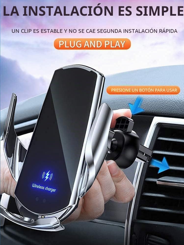 Q3 15W Sensor Inteligente Cargador Magnético para Automóvil Cargador Inalámbrico de Detección Inteligente Brazo de Sujeción Automático Pivote para la Serie (Azul)