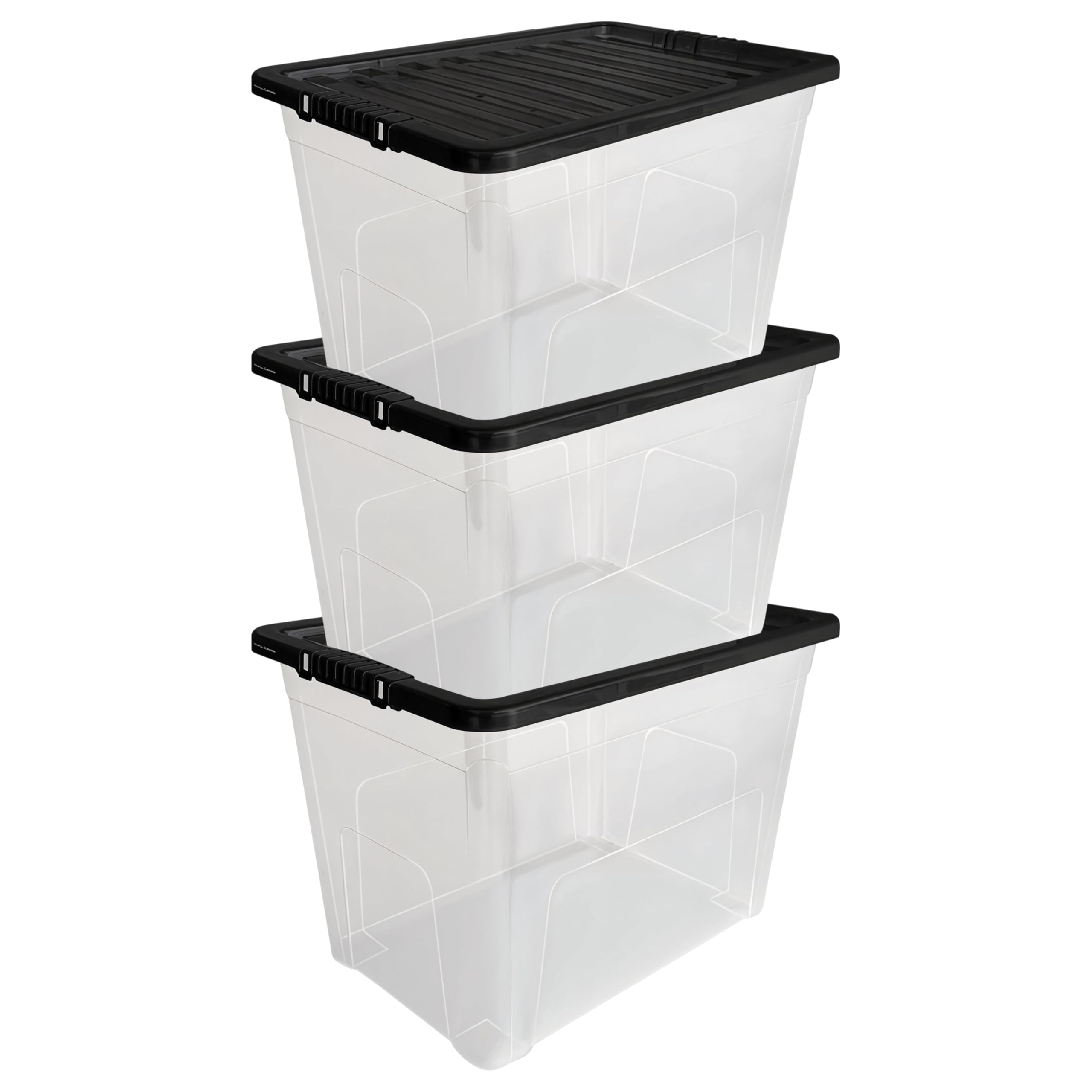 Mantraraj Clear Storage Boxes With Lids 80L Under Bed Storage Box, Multipurpose Nestable Stackable Plastic Storage Boxes, Containers For Home, Kitchen, Garage, Office, Accessories -Pack Of 3