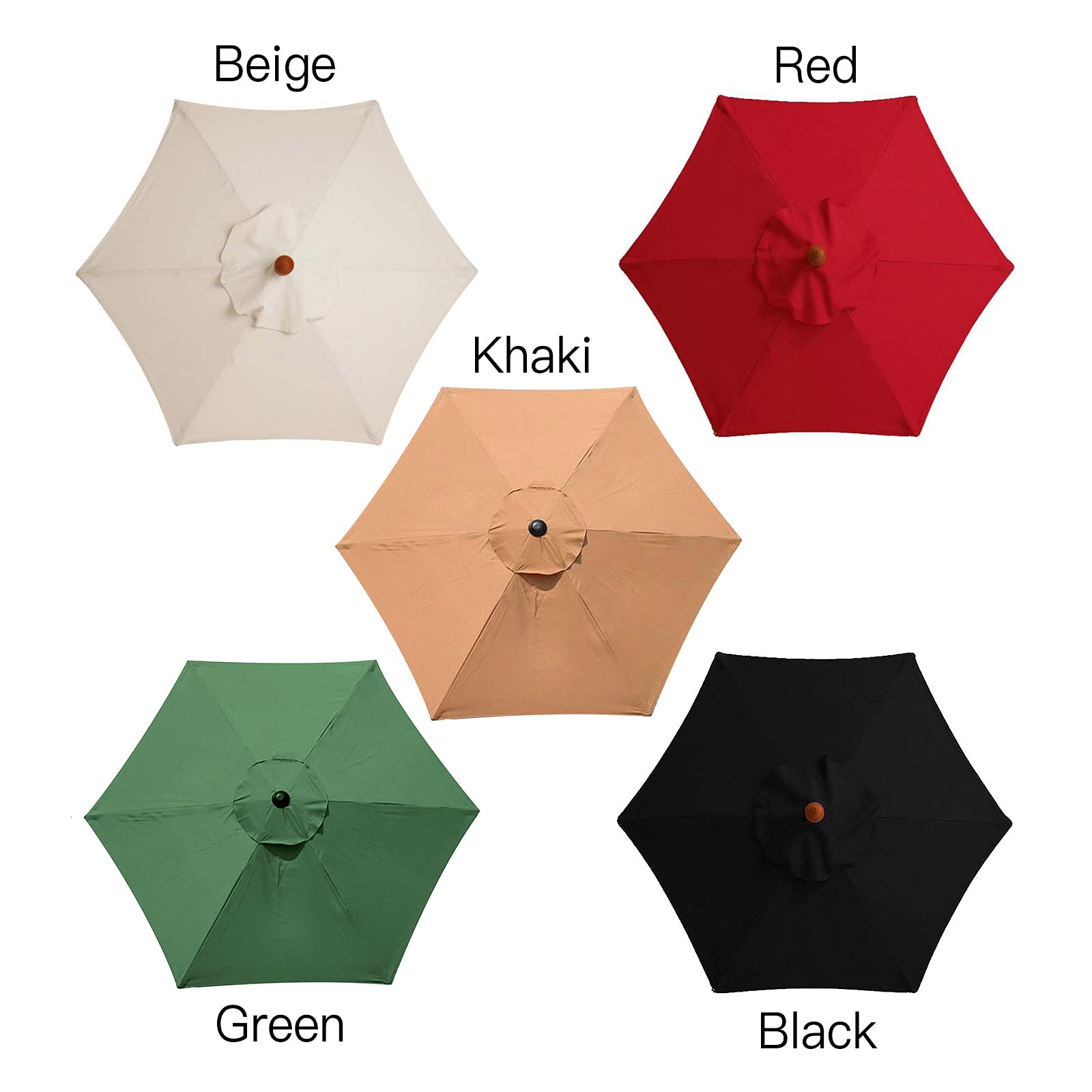 Housse de Rechange pour Parasol de Table 3 m 6 Baleines Imperméable Anti-Ultraviolet Noir