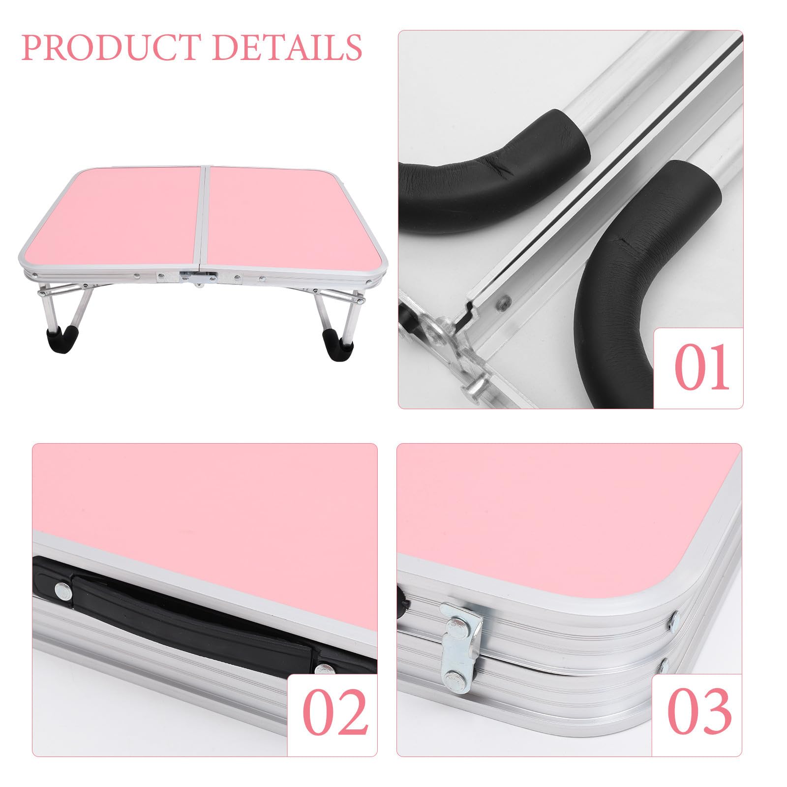 Składany przenośny stolik do łóżka - stop aluminium 60 cm x 40 cm x 28 cm lekki i łatwy do przenoszenia unikalny wzór kaktusa do domowego łóżka i użytku w podróży