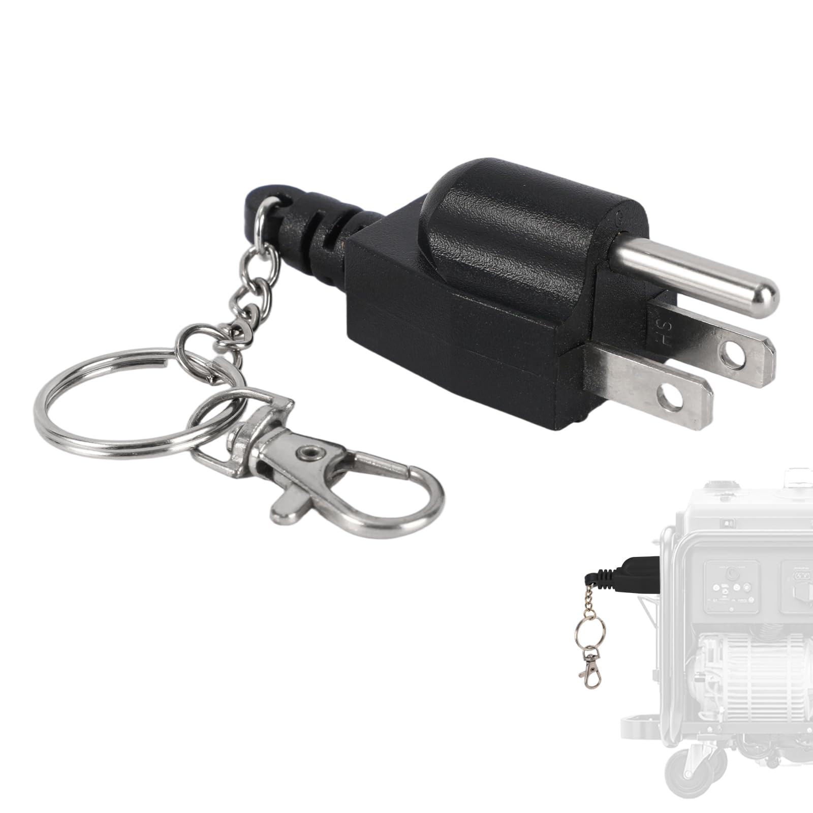 Portable Generator Grounding Plug with Keychain, Neutral Ground Bonding Accessories Parts Adapter 5-15P to 5-15R/TT-30R for Inverter Generators RV Camper & Trailer (Black)